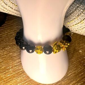 Black and Gold Good Luck Beaded Bracelet